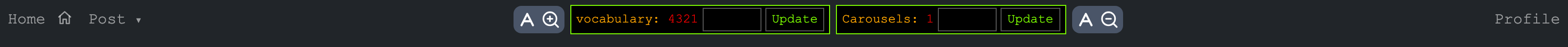 Top navbar controls