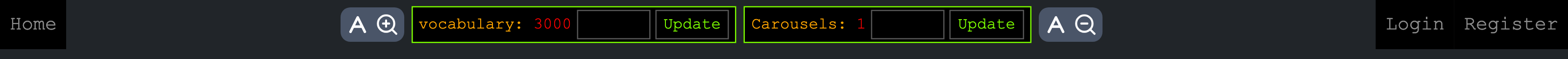 Top navbar controls